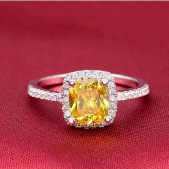 S925 STERLING SILVER \\ LUXURY ENGAGEMENT DIAMOND RING\\CUTE RING\\SHINY RING. - Picture 5 of 6